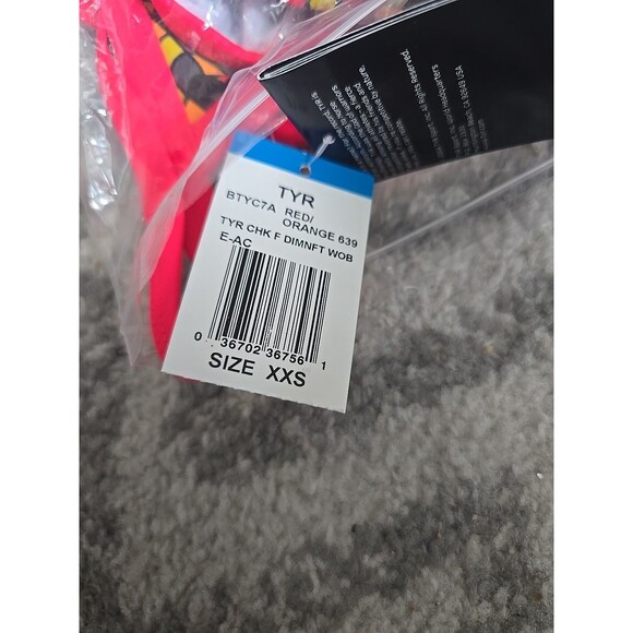 TYR Womens Durafast Orange/Red Team Check Diamondfit Workout Bikini Sz XXS NEW - Picture 3 of 3